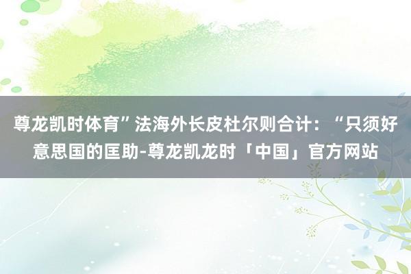 尊龙凯时体育”法海外长皮杜尔则合计：“只须好意思国的匡助-尊龙凯龙时「中国」官方网站