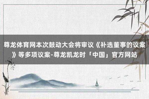 尊龙体育网本次鼓动大会将审议《补选董事的议案》等多项议案-尊龙凯龙时「中国」官方网站