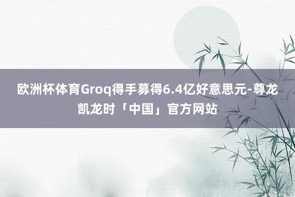 欧洲杯体育Groq得手募得6.4亿好意思元-尊龙凯龙时「中国」官方网站