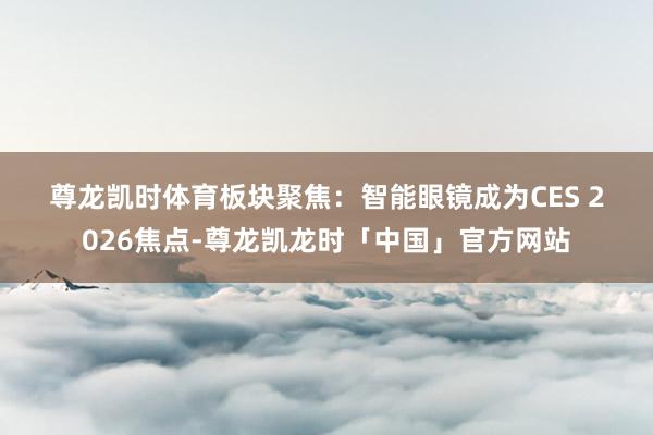 尊龙凯时体育　　板块聚焦：　　智能眼镜成为CES 2026焦点-尊龙凯龙时「中国」官方网站